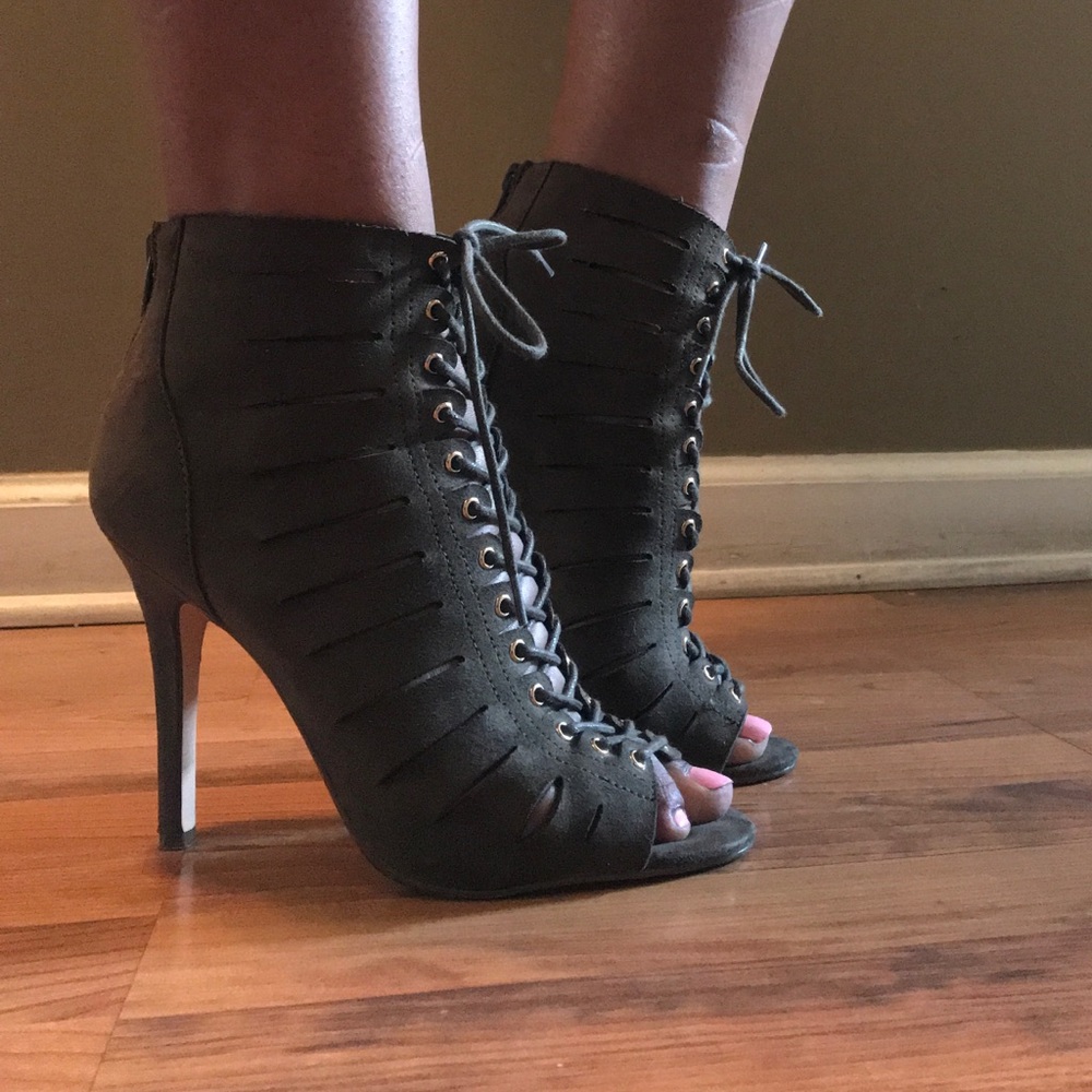 Lace-up ankle heels